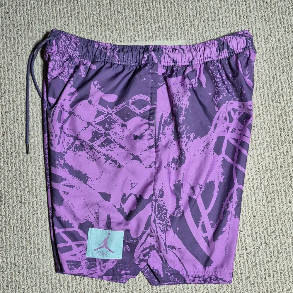 Jordan Flight Mens XXL Purple Abstract Basketball Net Swim Trunks Board Shorts